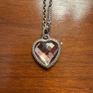 Brighton Silver Necklace with Pink Faceted Heart